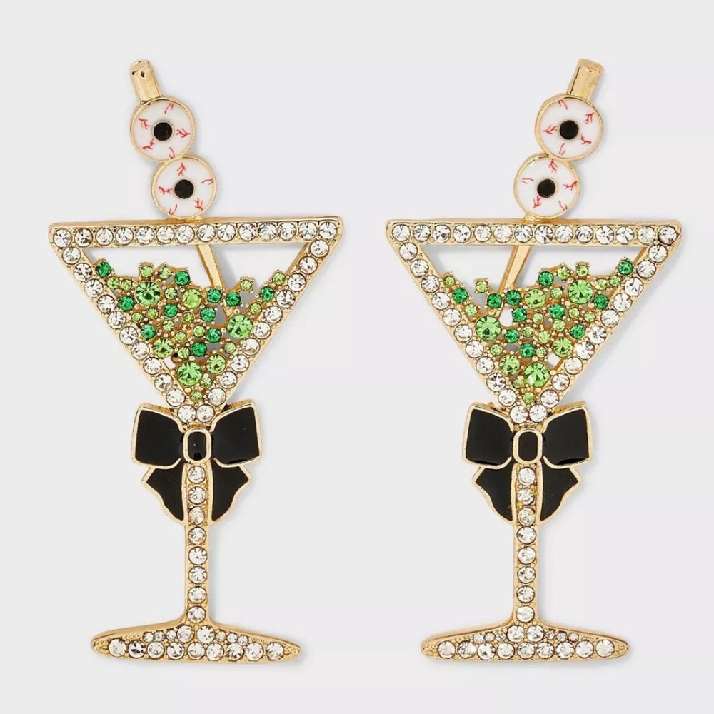 SUGARFIX BaubleBar Pass the Spirits Earrings 2.5" NWT Martini Glass Girls Night